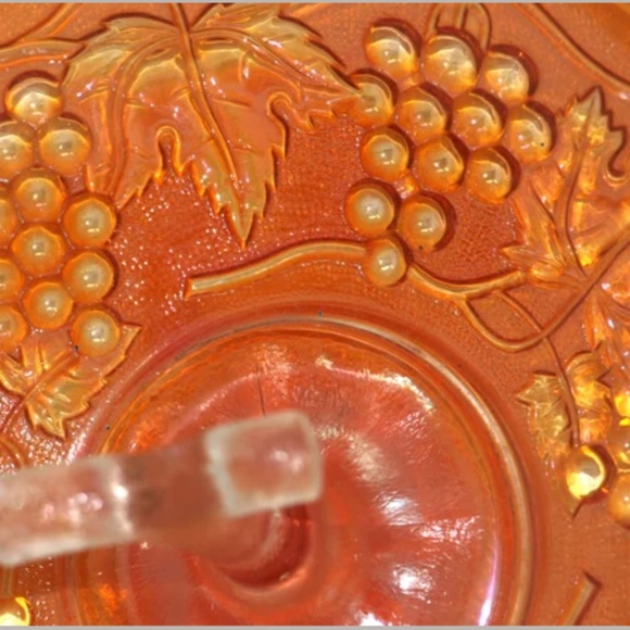Vintage Imperial Carnival Glass Grape Design Candy Dish, Serving Dish - Picture 4 of 9